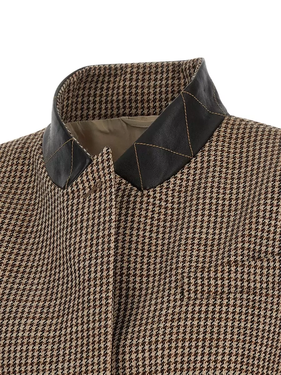 Brunello Cucinelli Wool Houndstooth Belted Vest