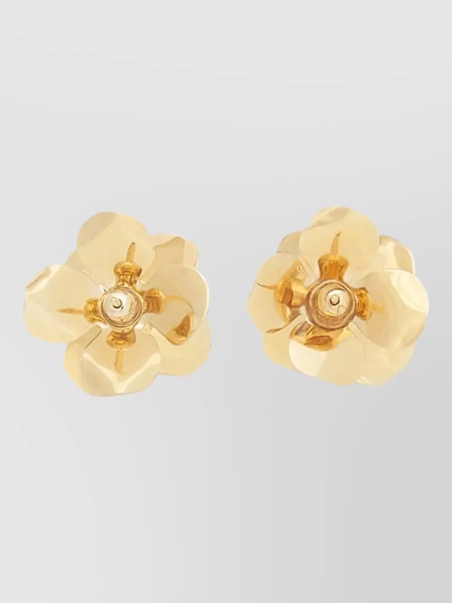 Marni Floral Gemstone Stud Earrings Polished Finish