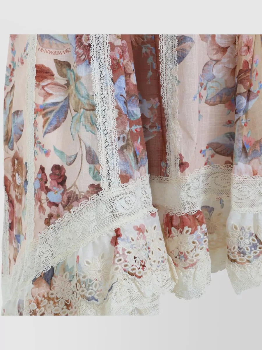 Zimmermann Cotton Floral-Print Lace-Trim Blouse