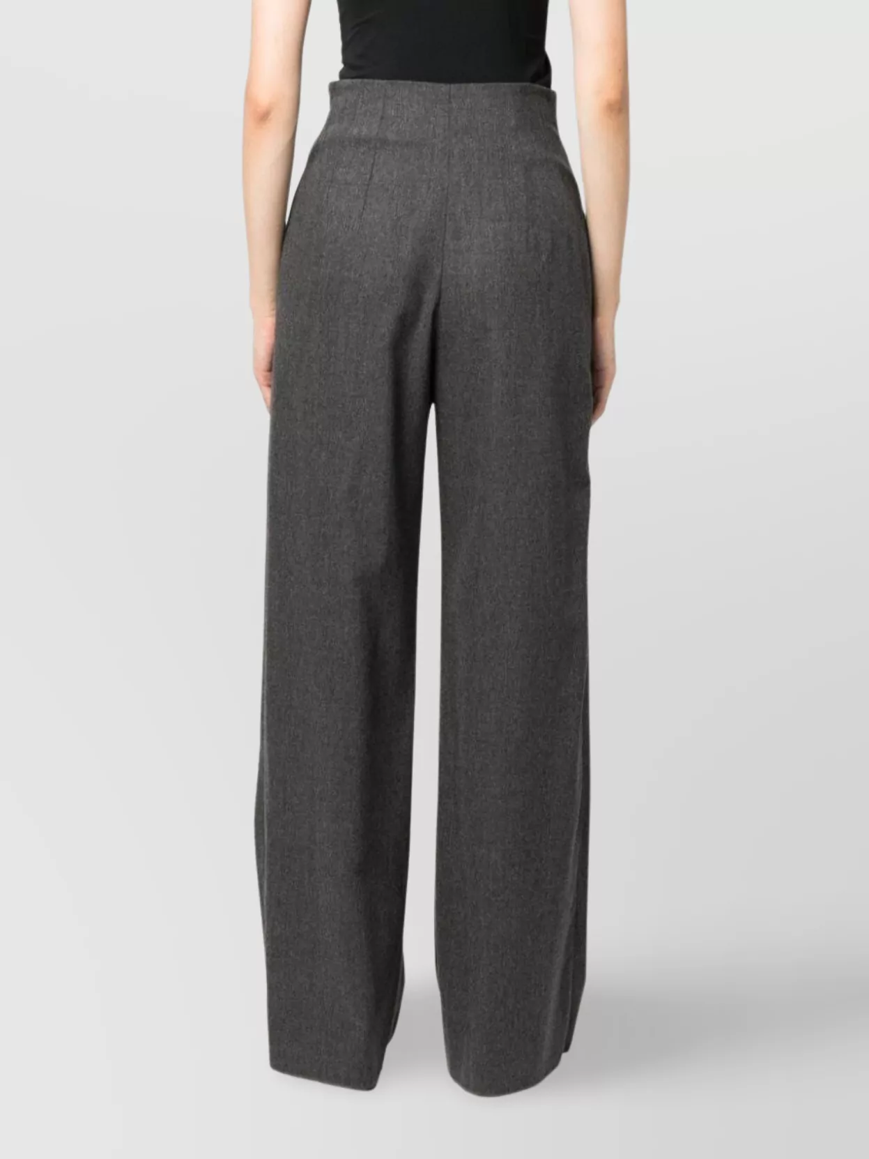 Emporio Armani High Waist Wide Leg Trousers With Pockets In Gray