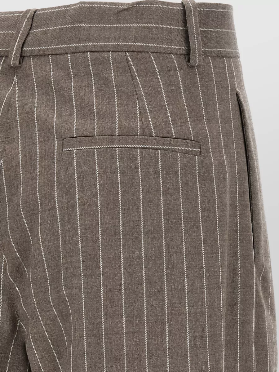 P.a.r.o.s.h. Virgin Wool Pinstripe High-Rise Wide-Leg Bermuda Shorts