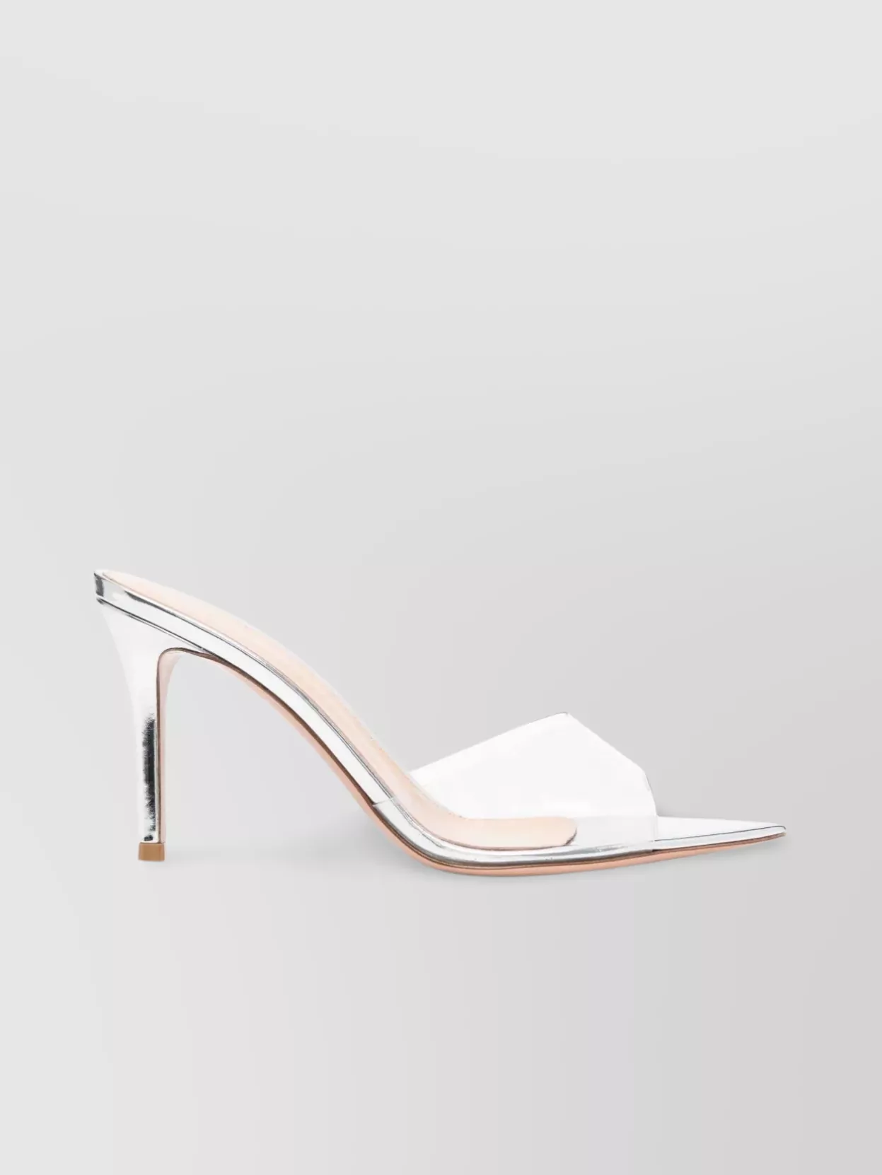 Shop Gianvito Rossi 85mm Heel Pointed Mule With Metallic Finish In White