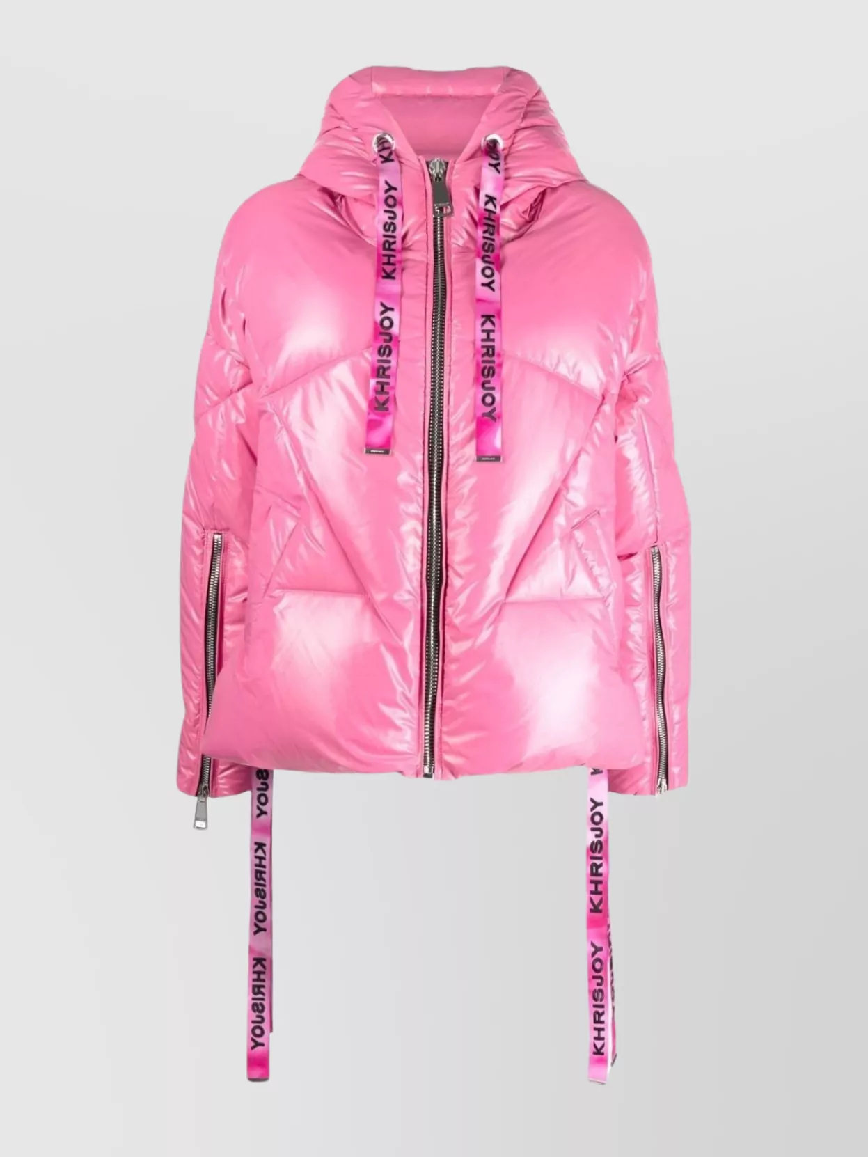 Shop Khrisjoy Khris Iconic Drawstring Hem Hooded Padded Jacket In Pink