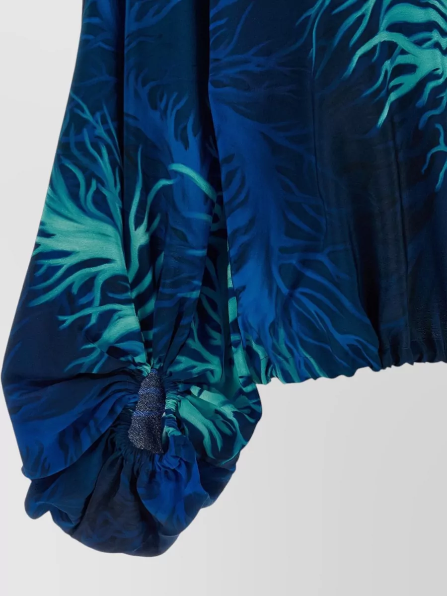 F.r.s For Restless Sleepers Silk Printed Ruffled Blouse