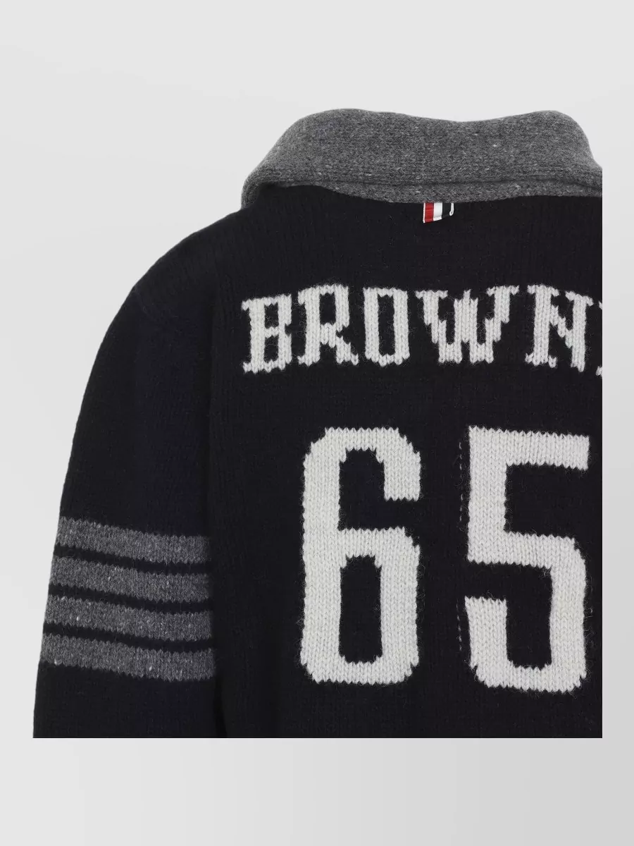 Thom Browne Merino Wool Hooded Ribbed Cardigan