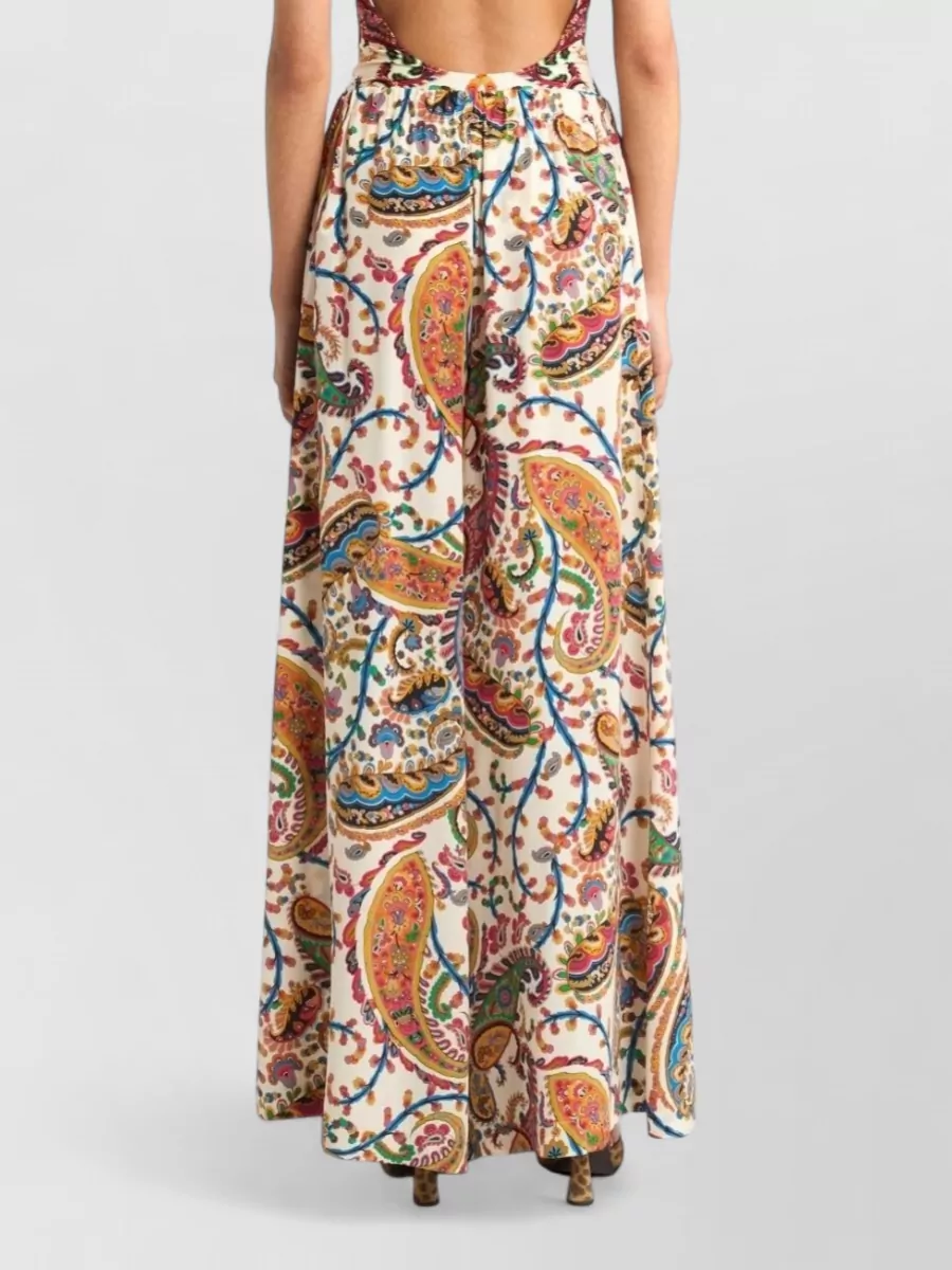 Etro Silk Floral Paisley High-Rise Wide-Leg Palazzo Trousers