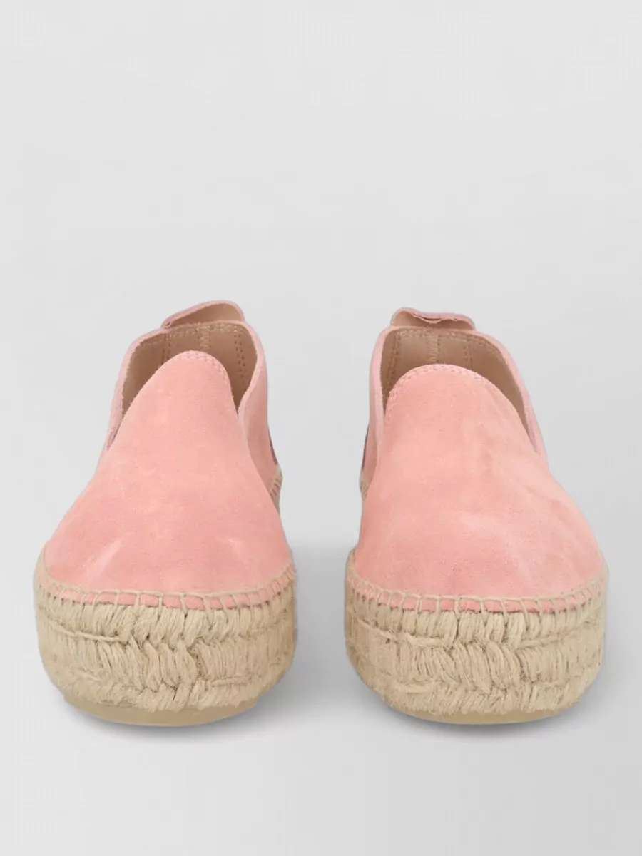 Manebi Suede Espadrilles Round Toe Rubber Sole In Pink