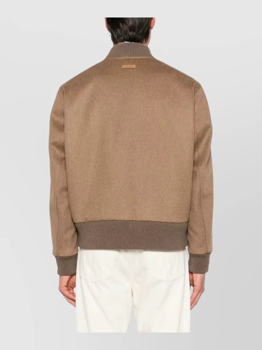 Lardini Wool Zip-Up Bomber Jacket