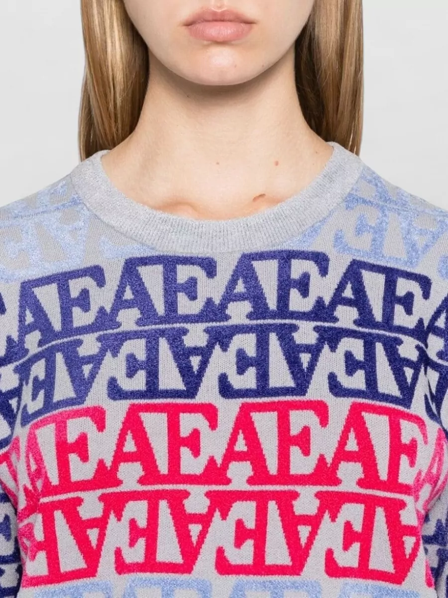 Emporio Armani Ribbed Logo Chenille-Trim Jumper
