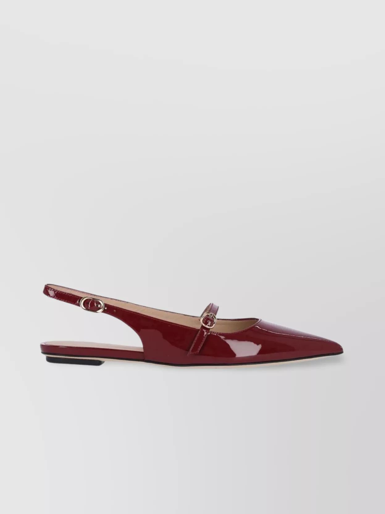 Stuart Weitzman Buckle Patent Pointed Toe Ballerina Flats