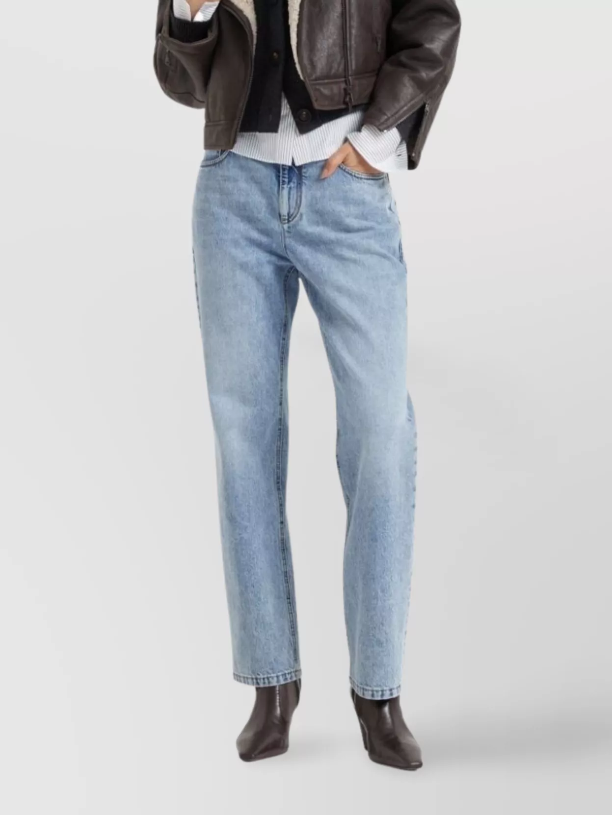 Brunello Cucinelli Faded Wash Five-pocket Denim Trousers In Brown