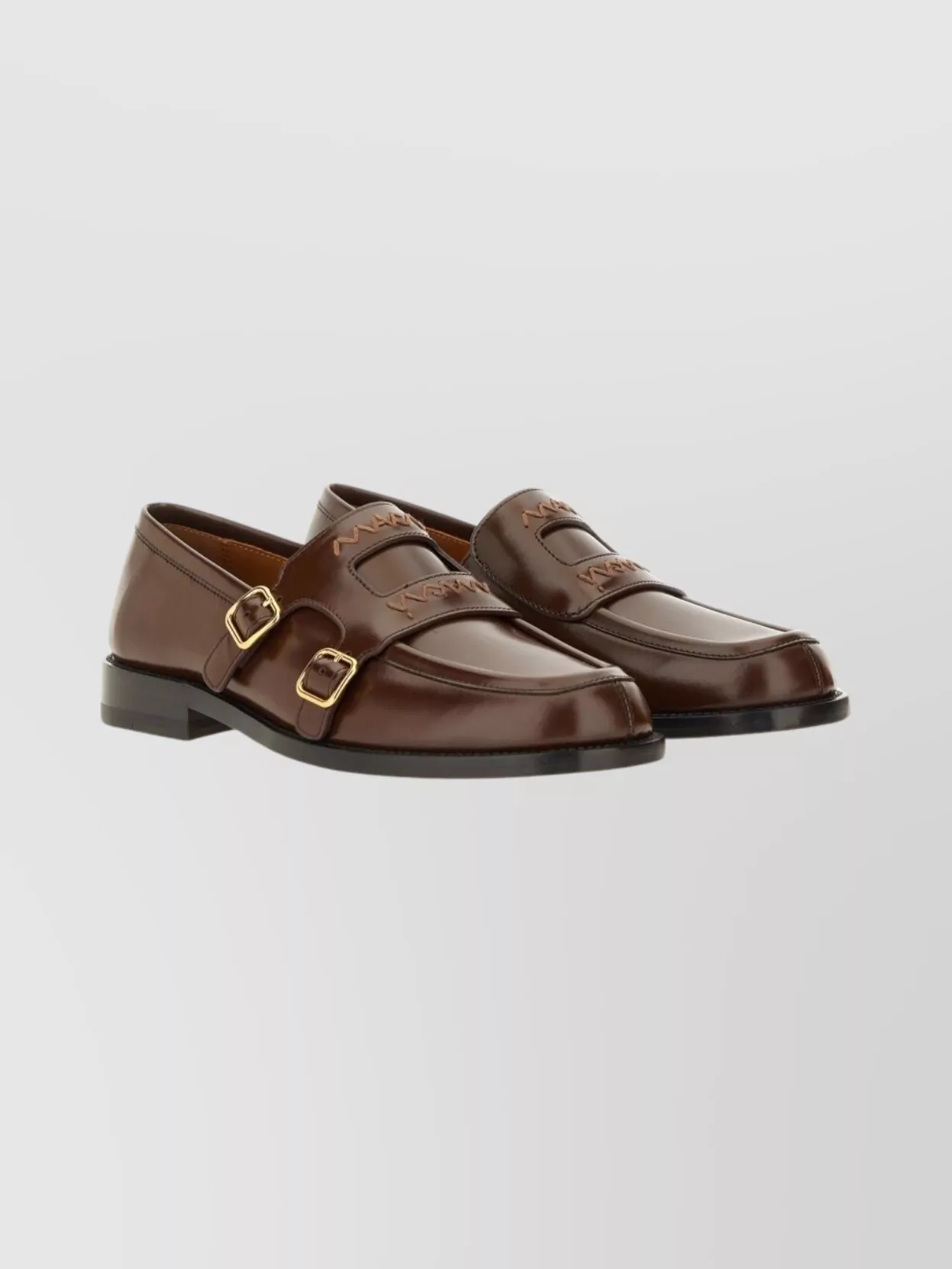 Marni Leather Loafers With Stitched Detailing And Shape