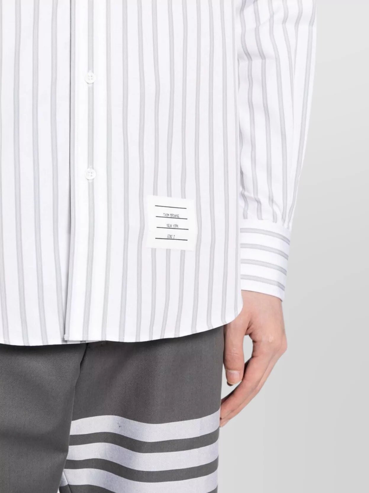 Thom Browne Straight Fit Mini Round Collar Shirt