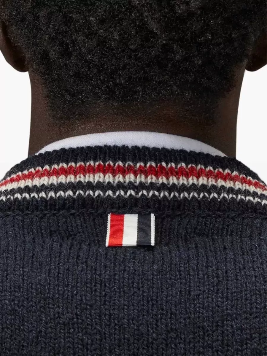 Thom Browne Ribbed V-Neck Cardigan