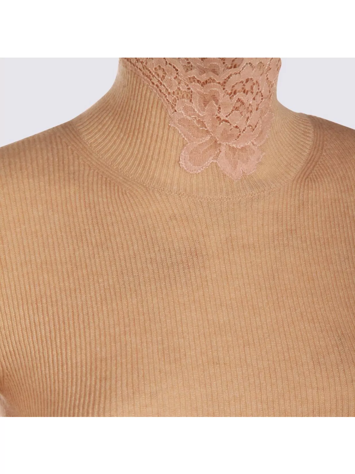 Valentino High Neck Long Sleeve Knitwear With Lace