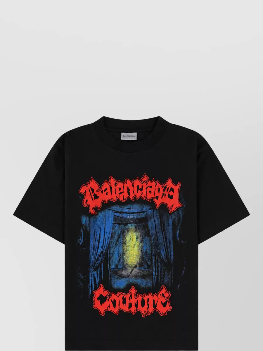 Balenciaga Logo Crew Neck Graphic Jersey T Shirt