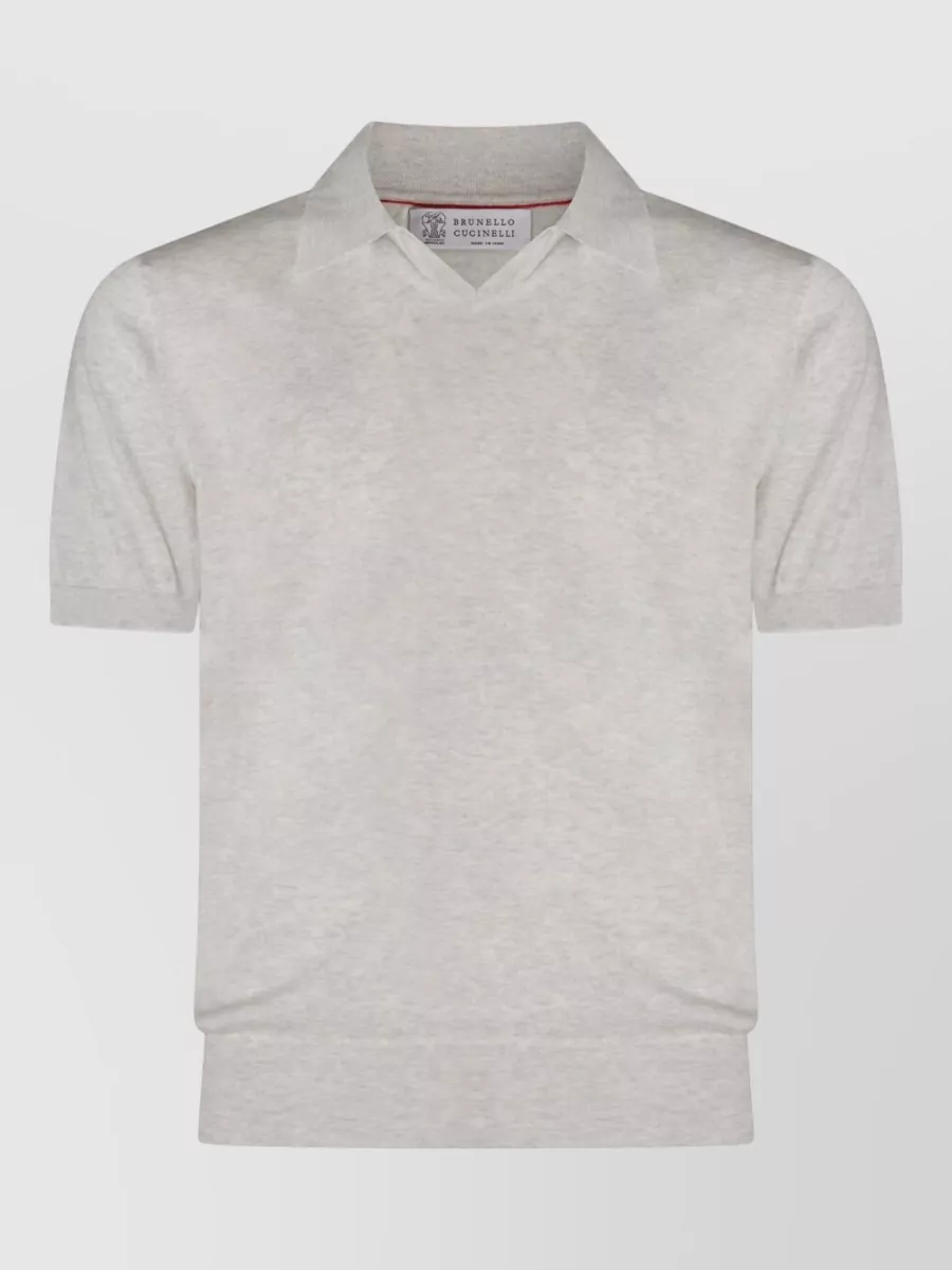 Brunello Cucinelli Short Sleeve Shirt Collar Ribbed Cuffs