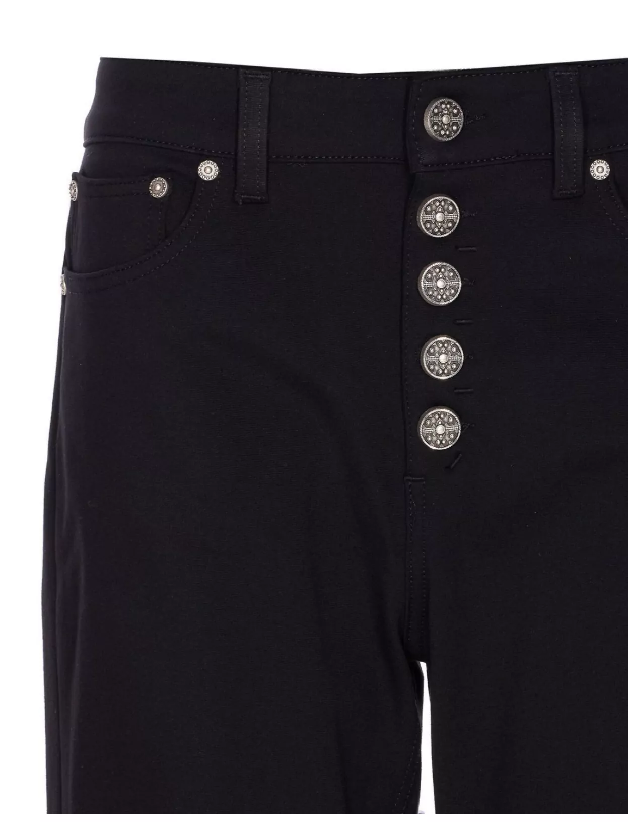 Dondup Cuffed Trousers With Button Detailing And Pockets In Black