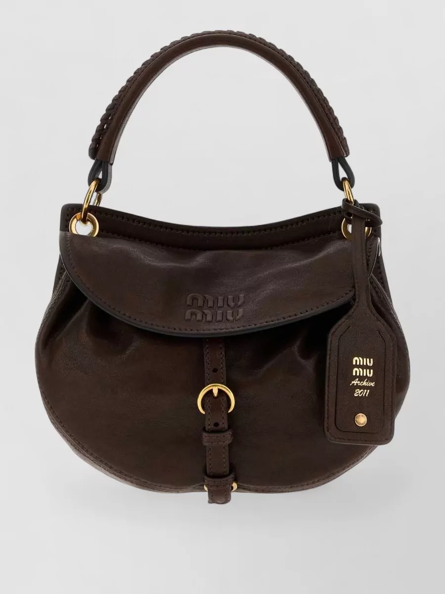 Miu Miu Na Nappa Leather Clutch Bag In Brown