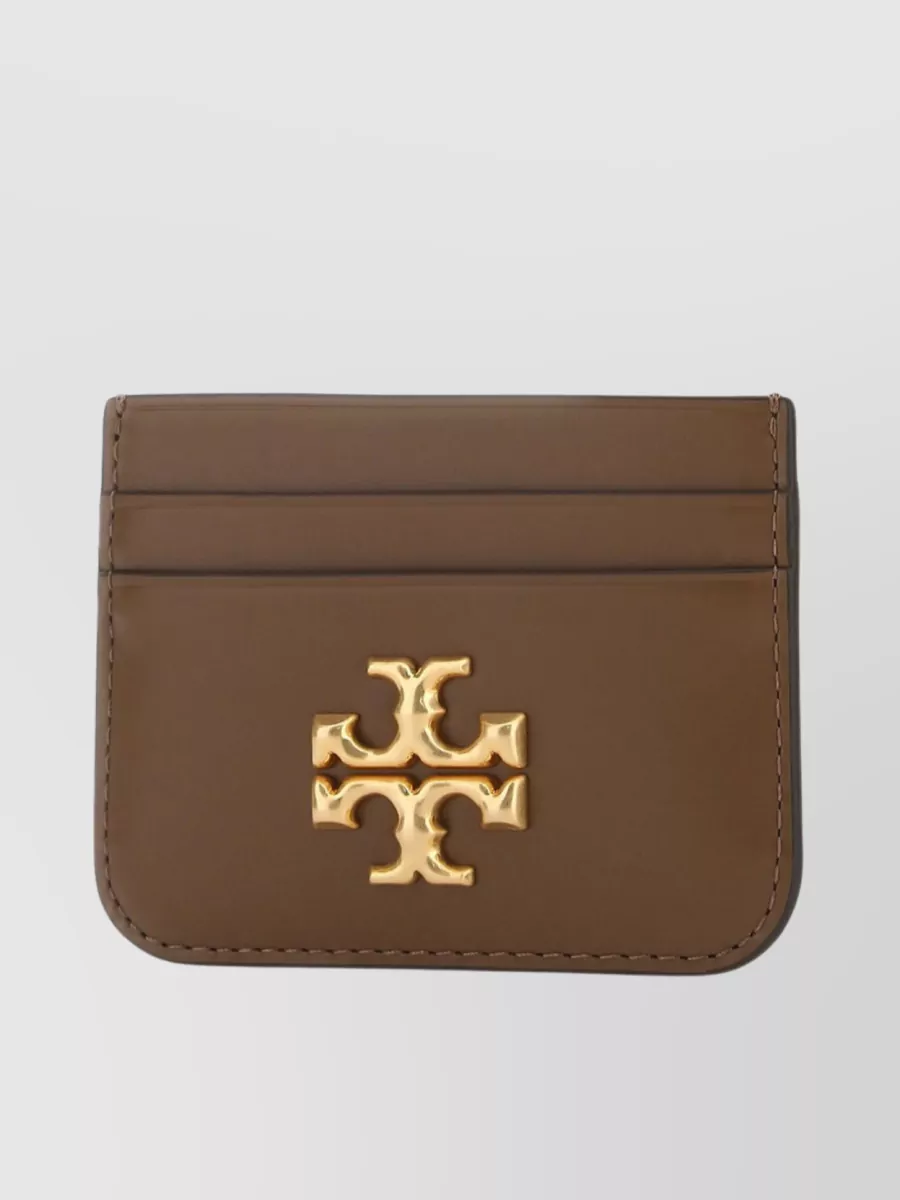 Shop Tory Burch Smooth Leather Card Holder In Brown