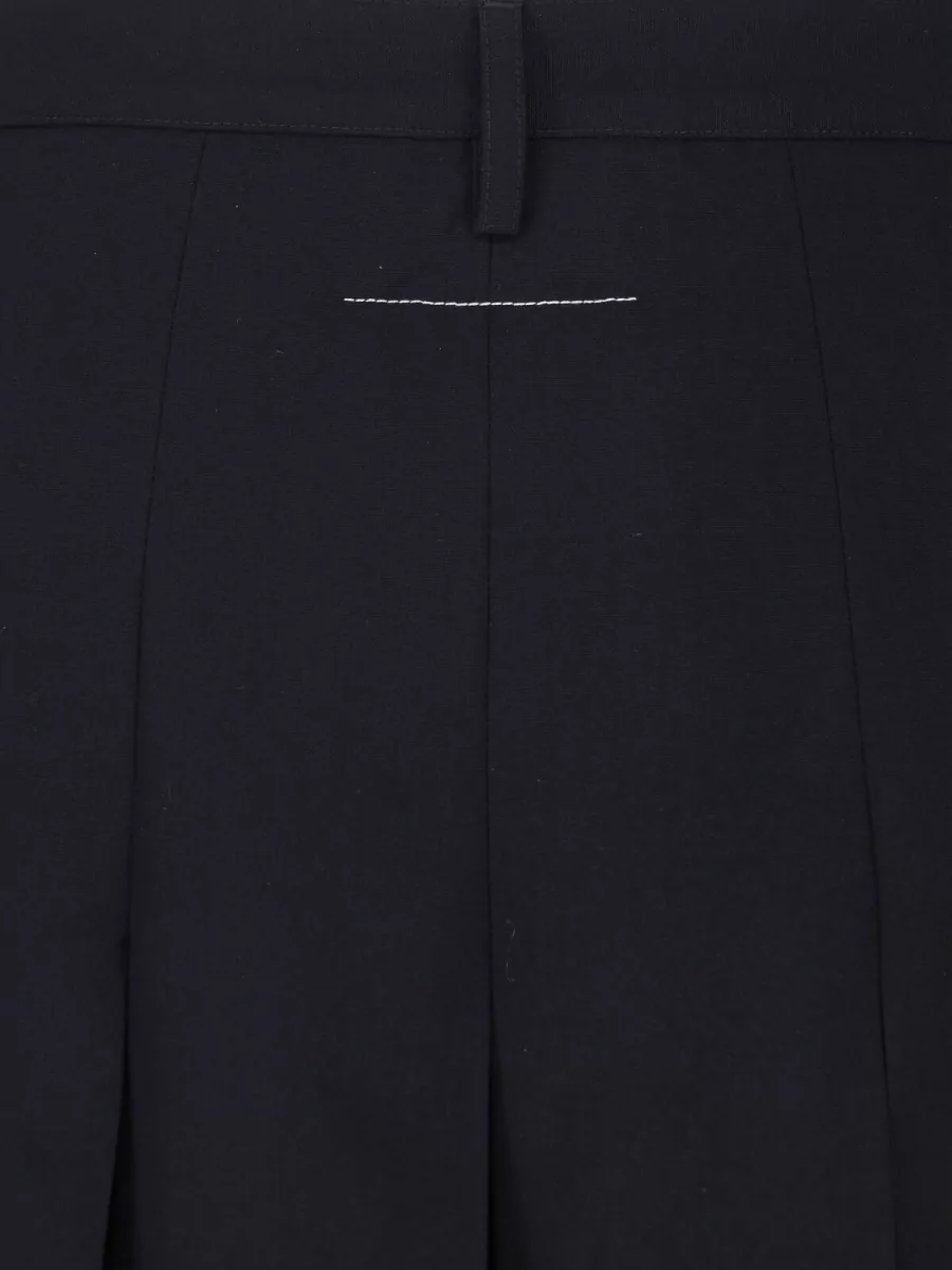 Mm6 Maison Margiela Virgin Wool Pleated Asymmetric Midi Skirt