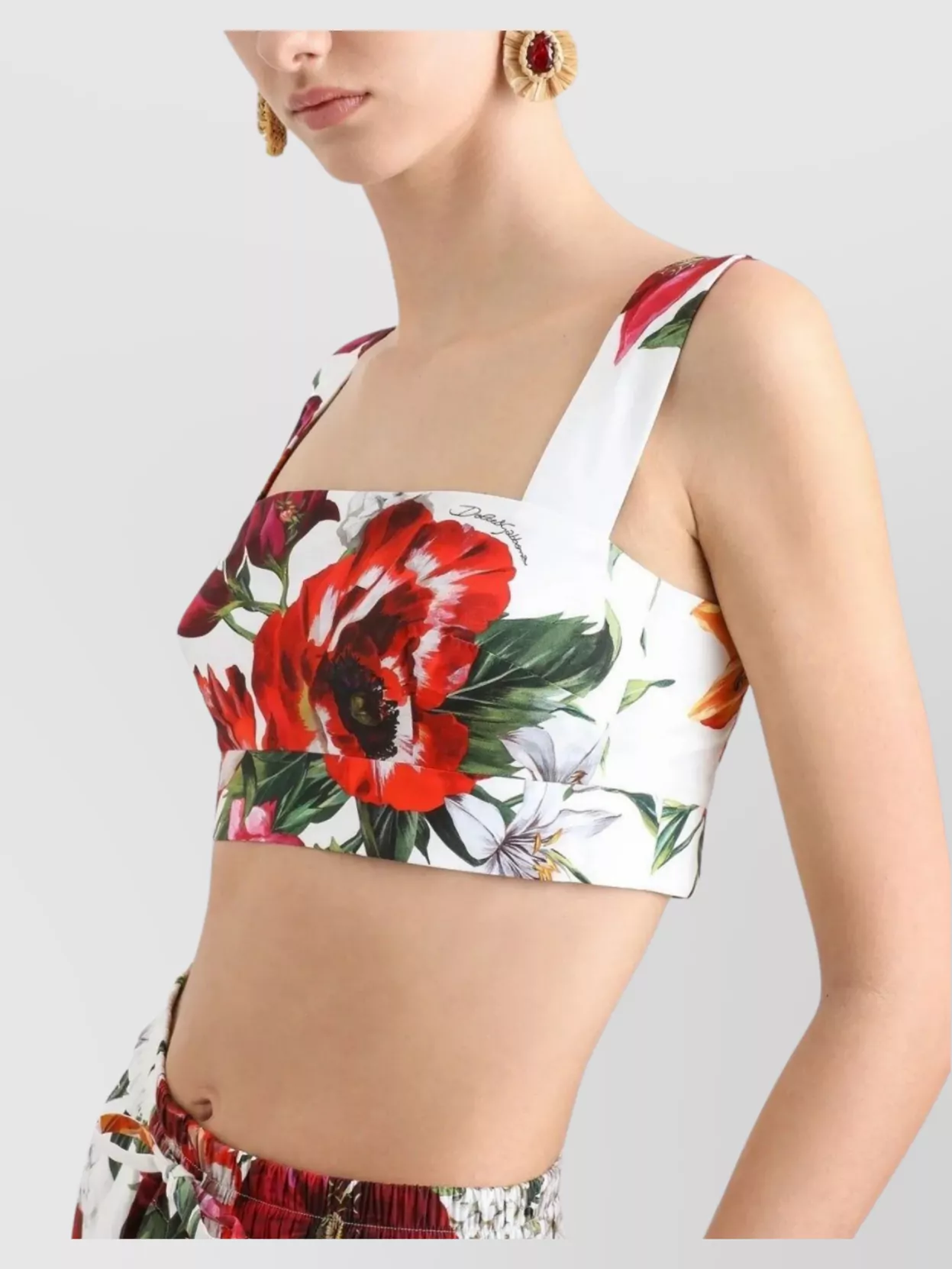 Dolce&Gabbana Square Neckline Sleeveless Floral Print Top