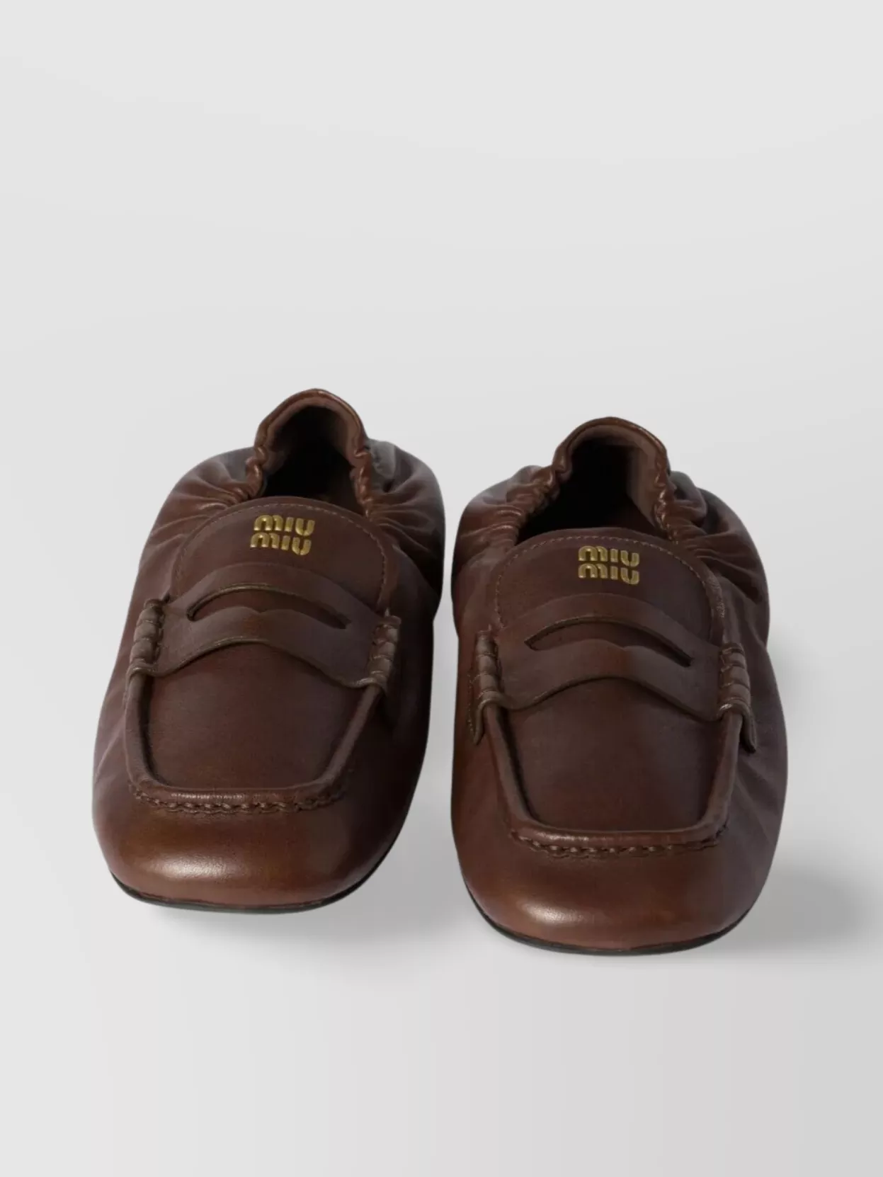 Miu Miu Nappa Leather Loafers Square Toe
