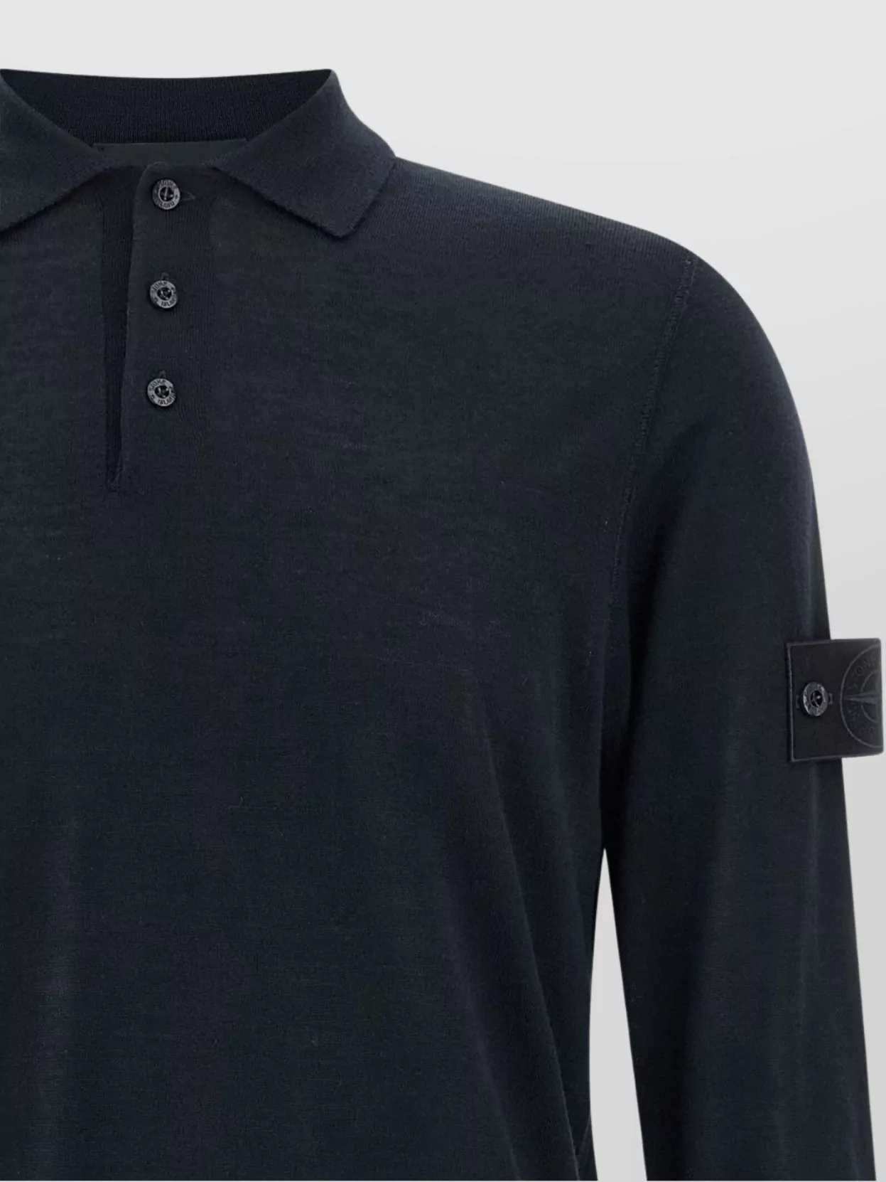 Stone Island Ribbed Cuff Knit Polo Shirt Design