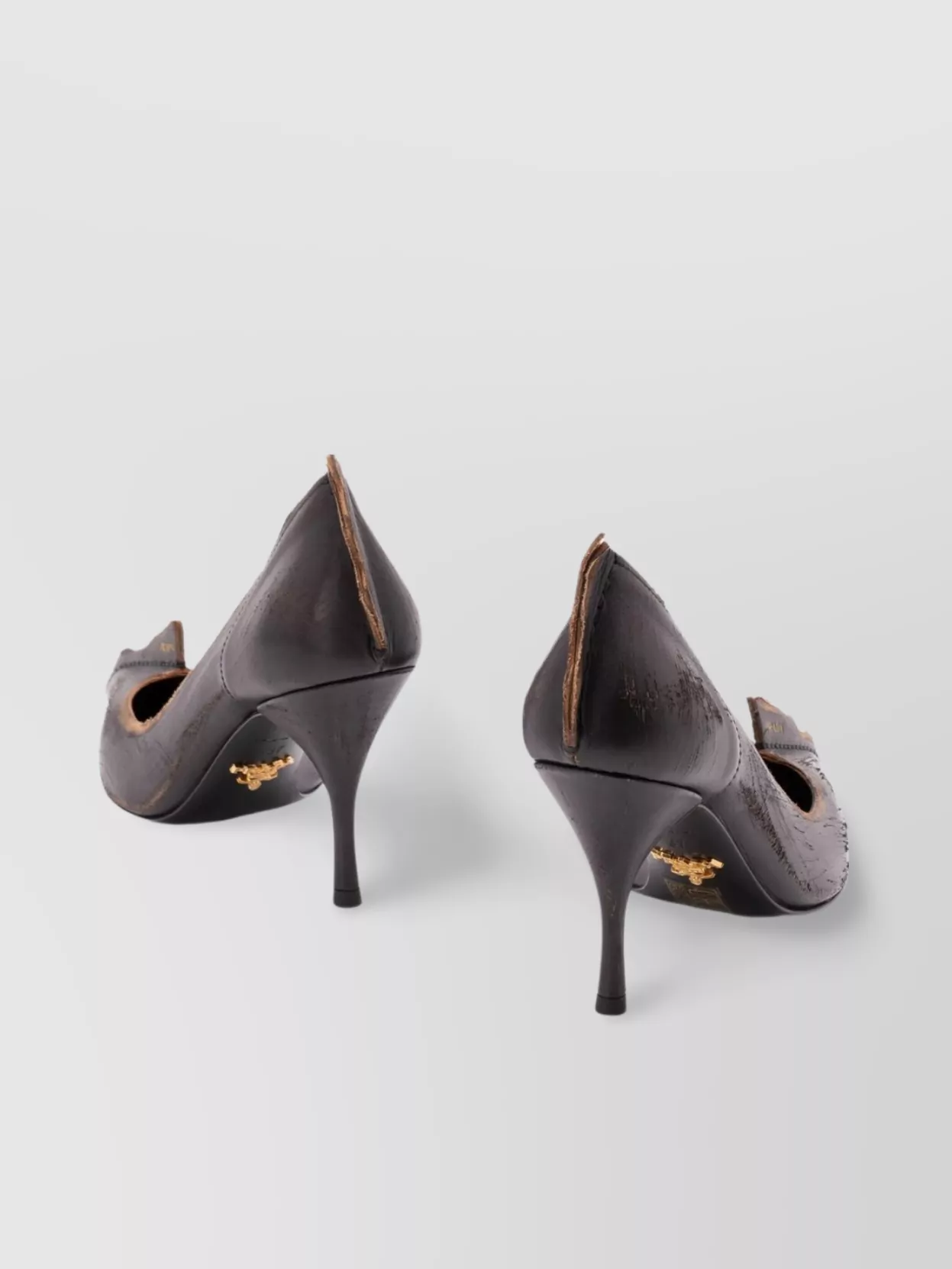 Prada Distressed Pointed Toe Stiletto Heel Pumps In Black