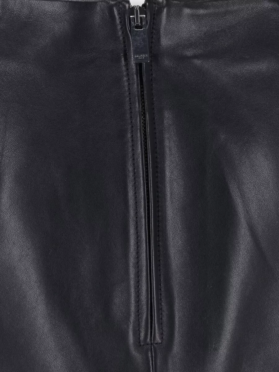 Balmain Leather Knee-Length Skirt