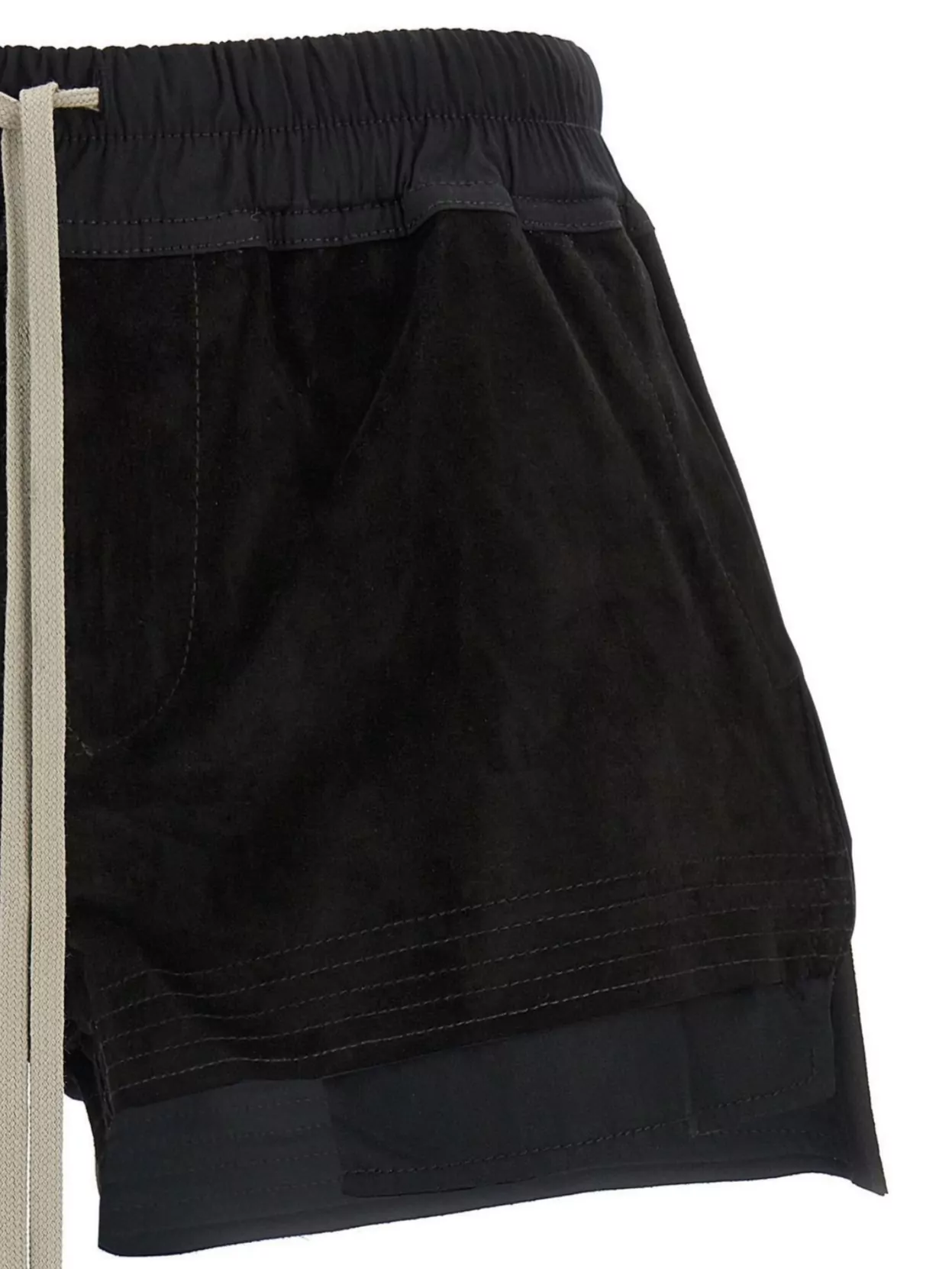 Rick Owens Cloud Layered Elastic Waistband Shorts In Black