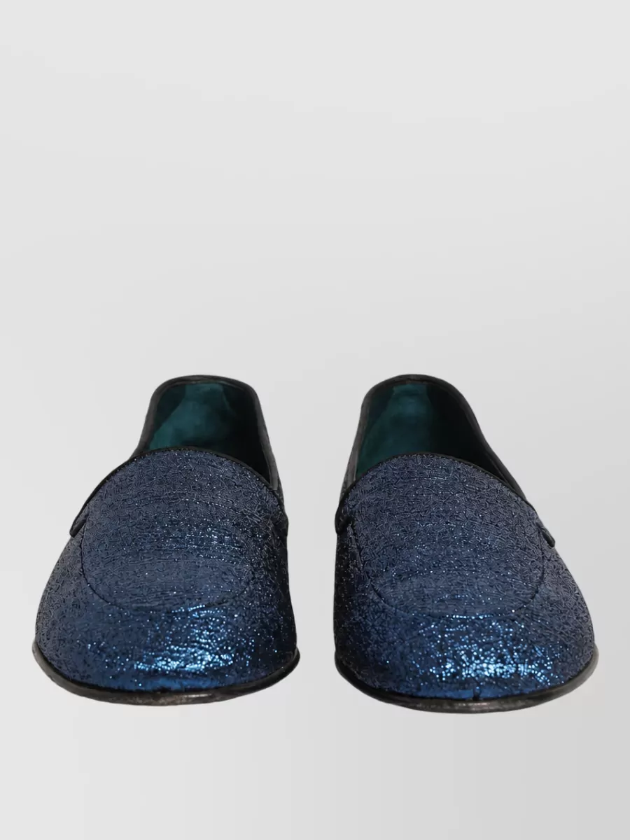 Dolce&Gabbana Leather Glitter Logo Slippers