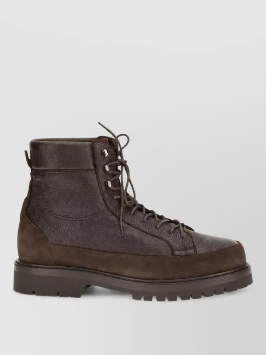 Brunello Cucinelli Leather Lace-Up Boots