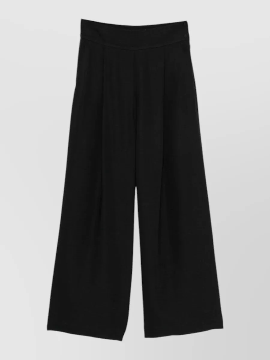 Emporio Armani Textured Wide-Leg Pleated Trousers