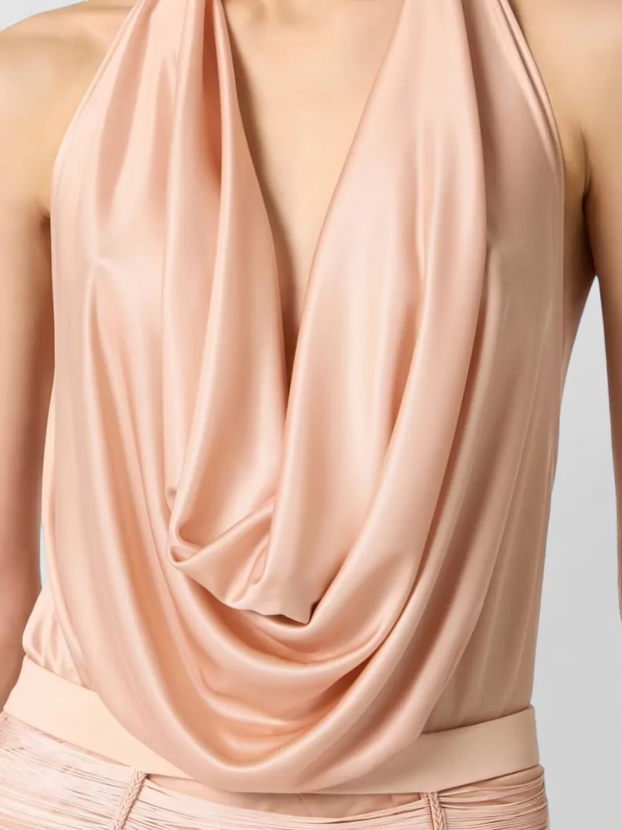 Elisabetta Franchi Halterneck Sleeveless Top Satin Silk Blend