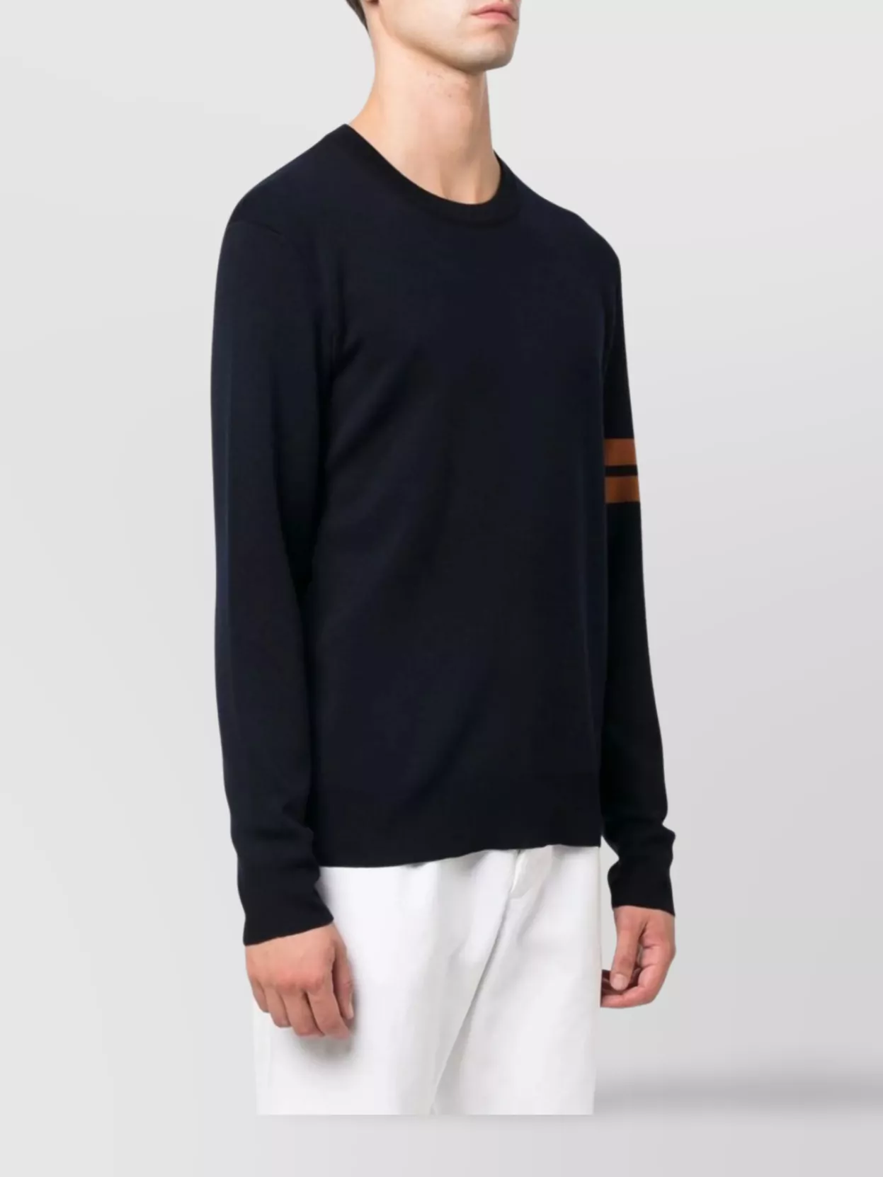 Zegna Long Sleeve Striped Crew Neck Sweater
