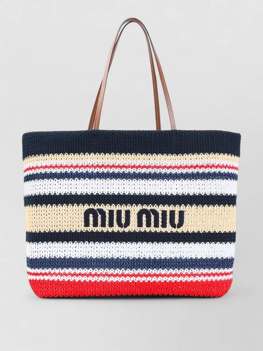 Miu Miu Na Raffia Cotton Beach Bag