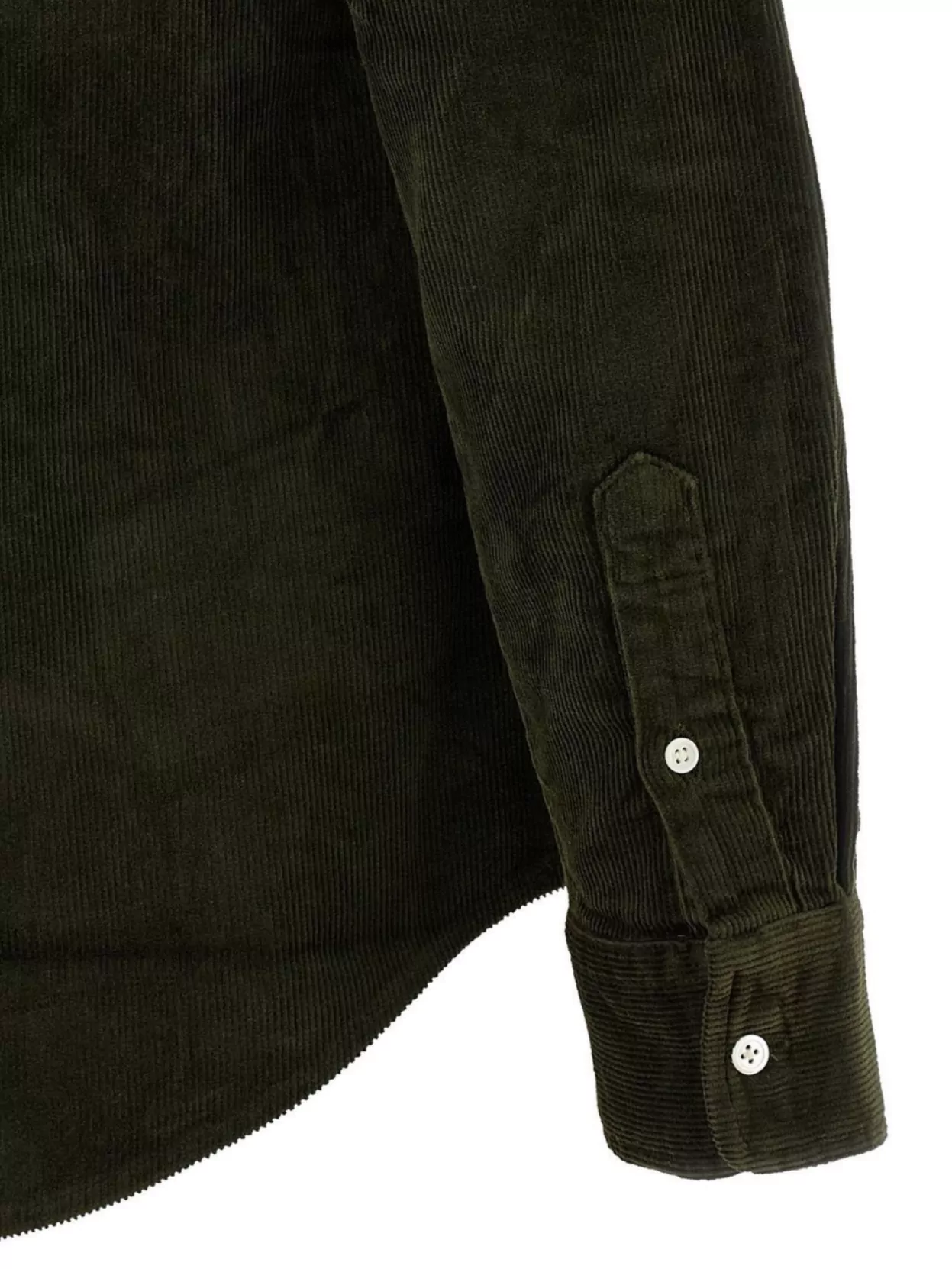 Polo Ralph Lauren Olive Long-sleeve Velvet Ribbed Shirt With Classic Collar In Black