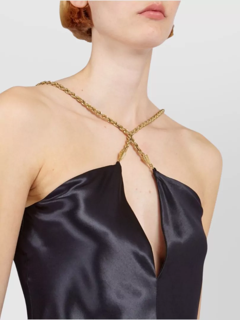 Ferragamo Chain Strap Crossover Neck Top