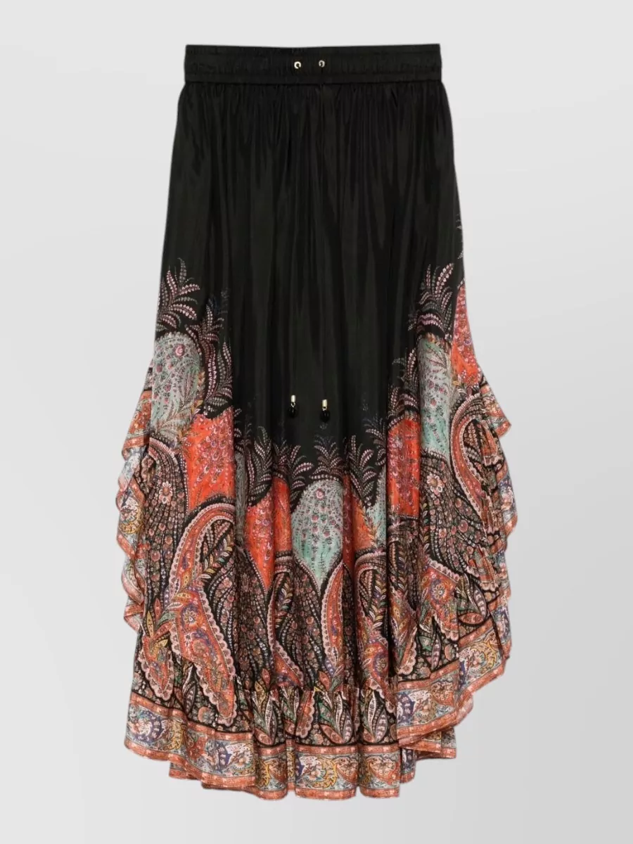 Zimmermann Silk Printed Ruffled Maxi Skirt