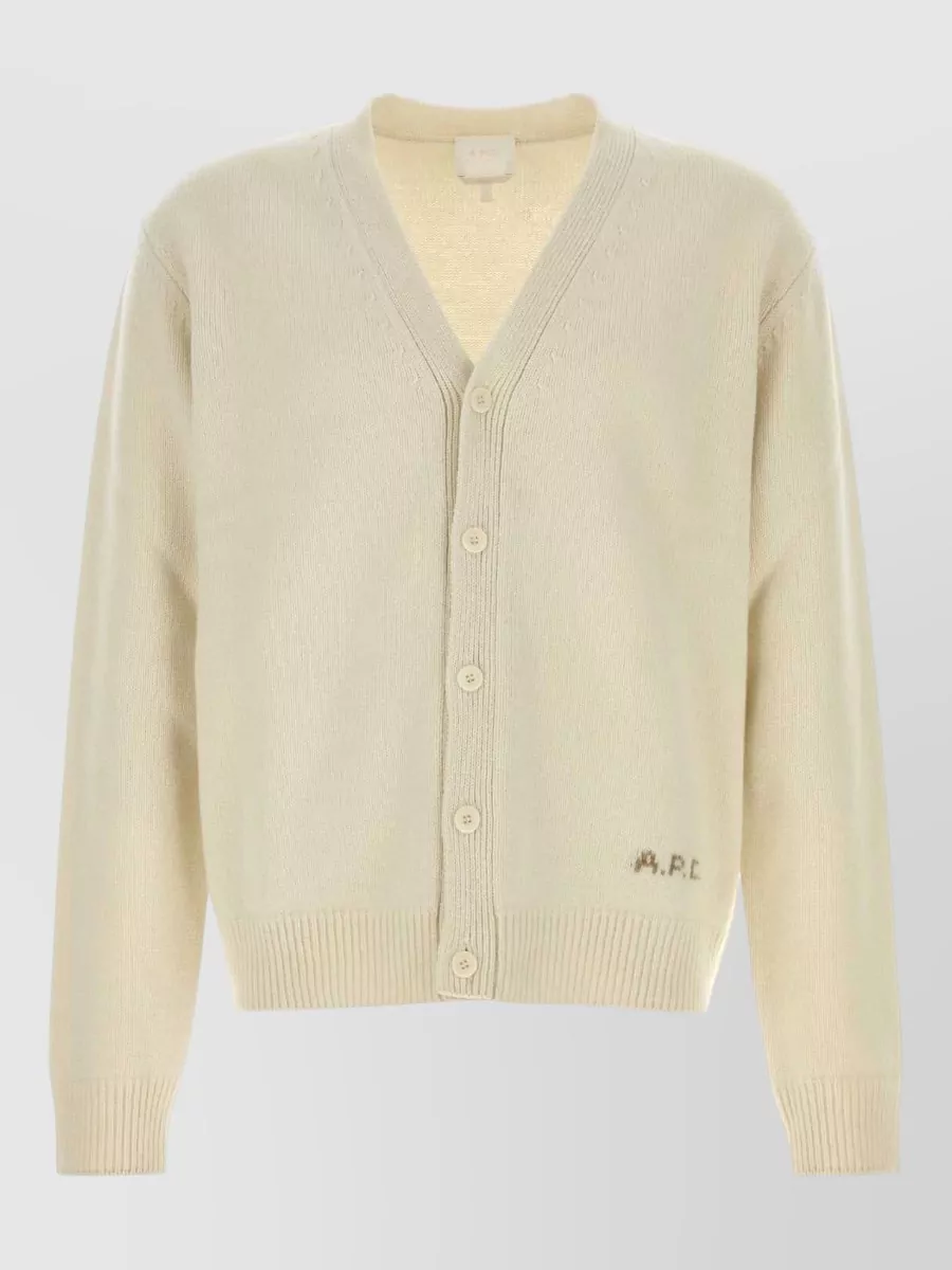 A.P.C. wool v-neck ribbed cardigan