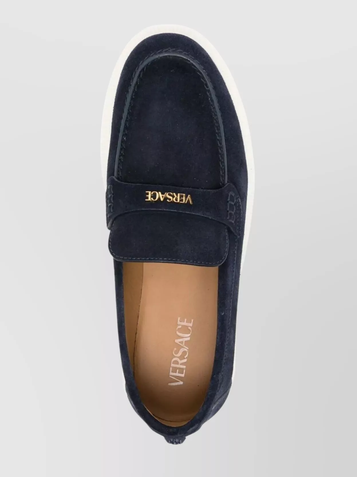 Versace Suede Penny Loafers Rounded Tip