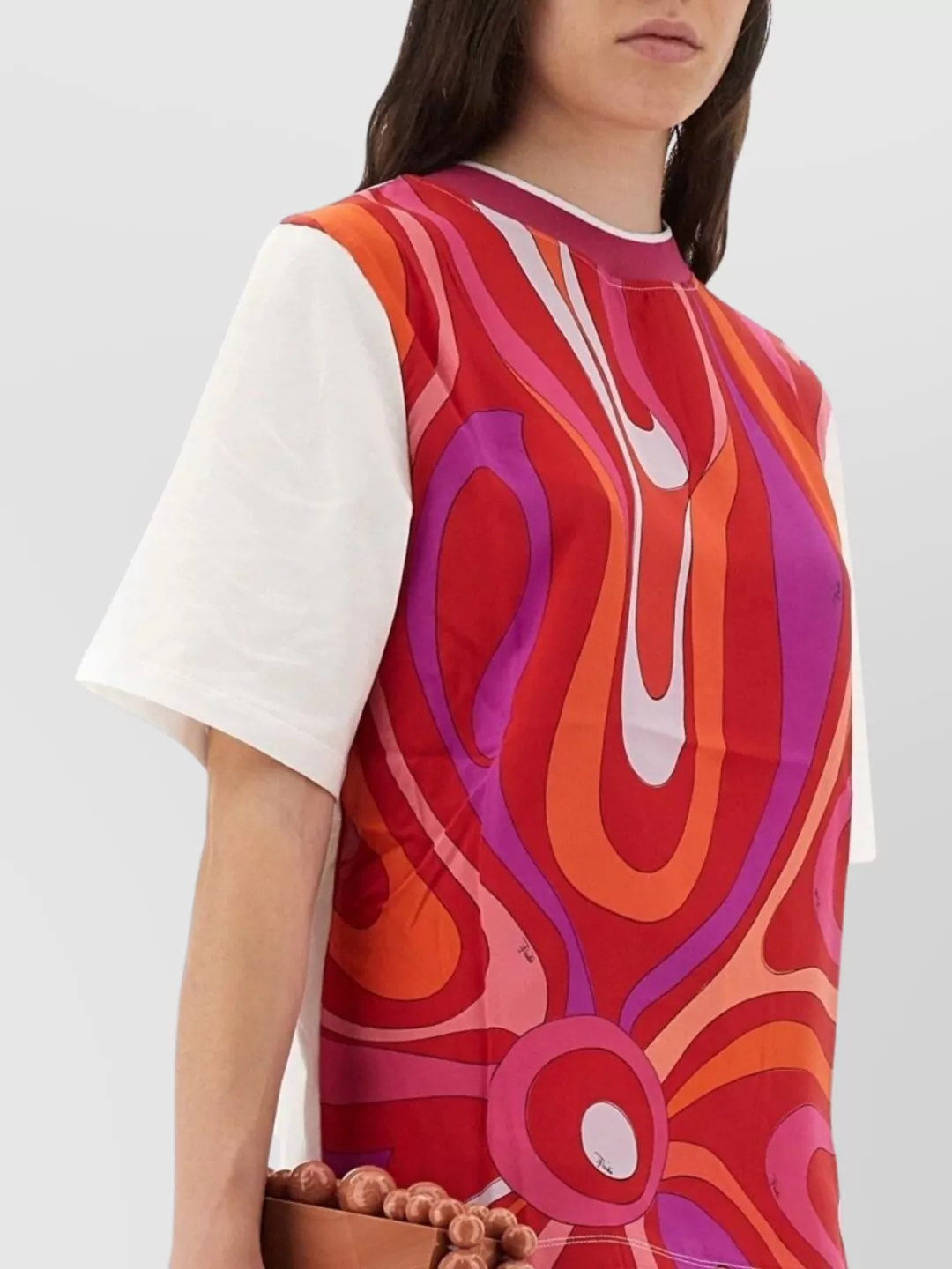 Pucci T-shirt With Colorful Iris Print And Crew Neck In Red