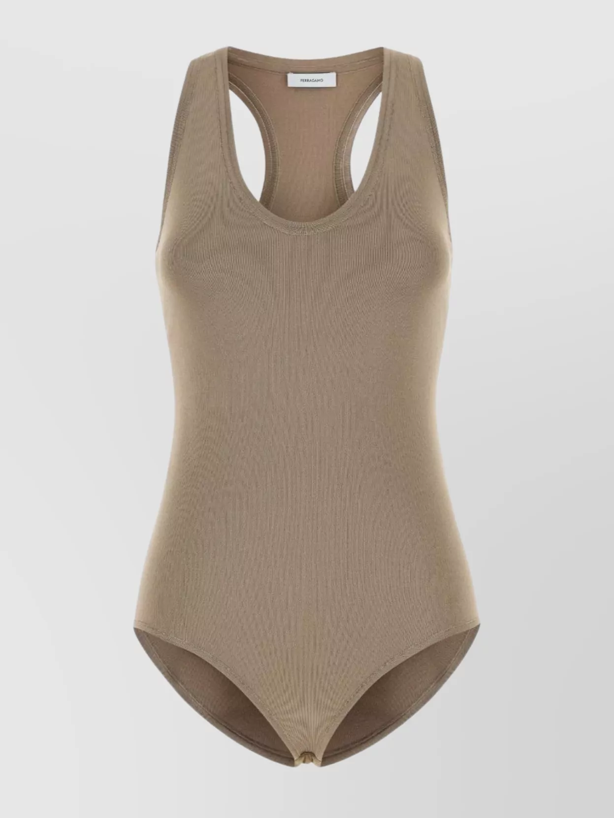 Ferragamo Cappuccino Stretch Viscose Blend Bodysuit In Brown