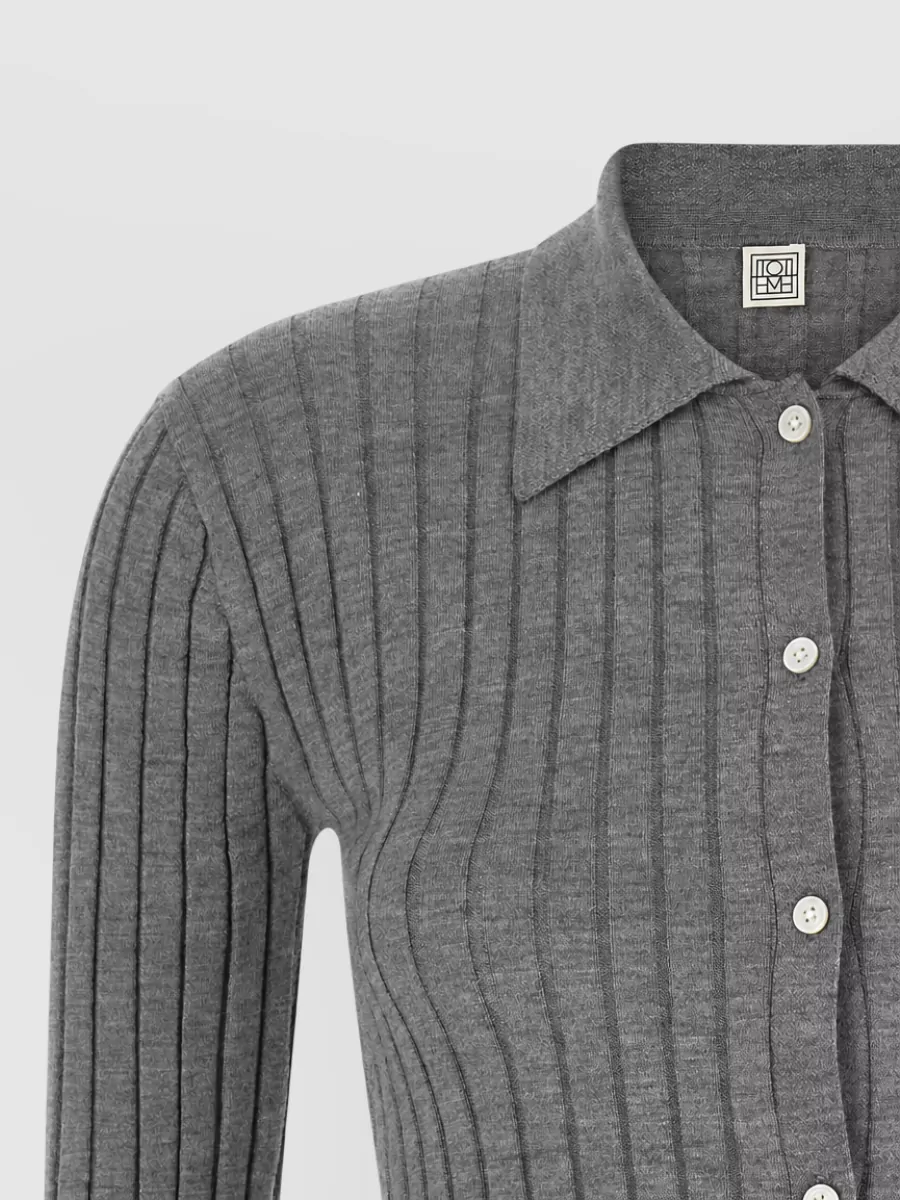 Totême Cashmere Silk Ribbed Long-Sleeve Shirt