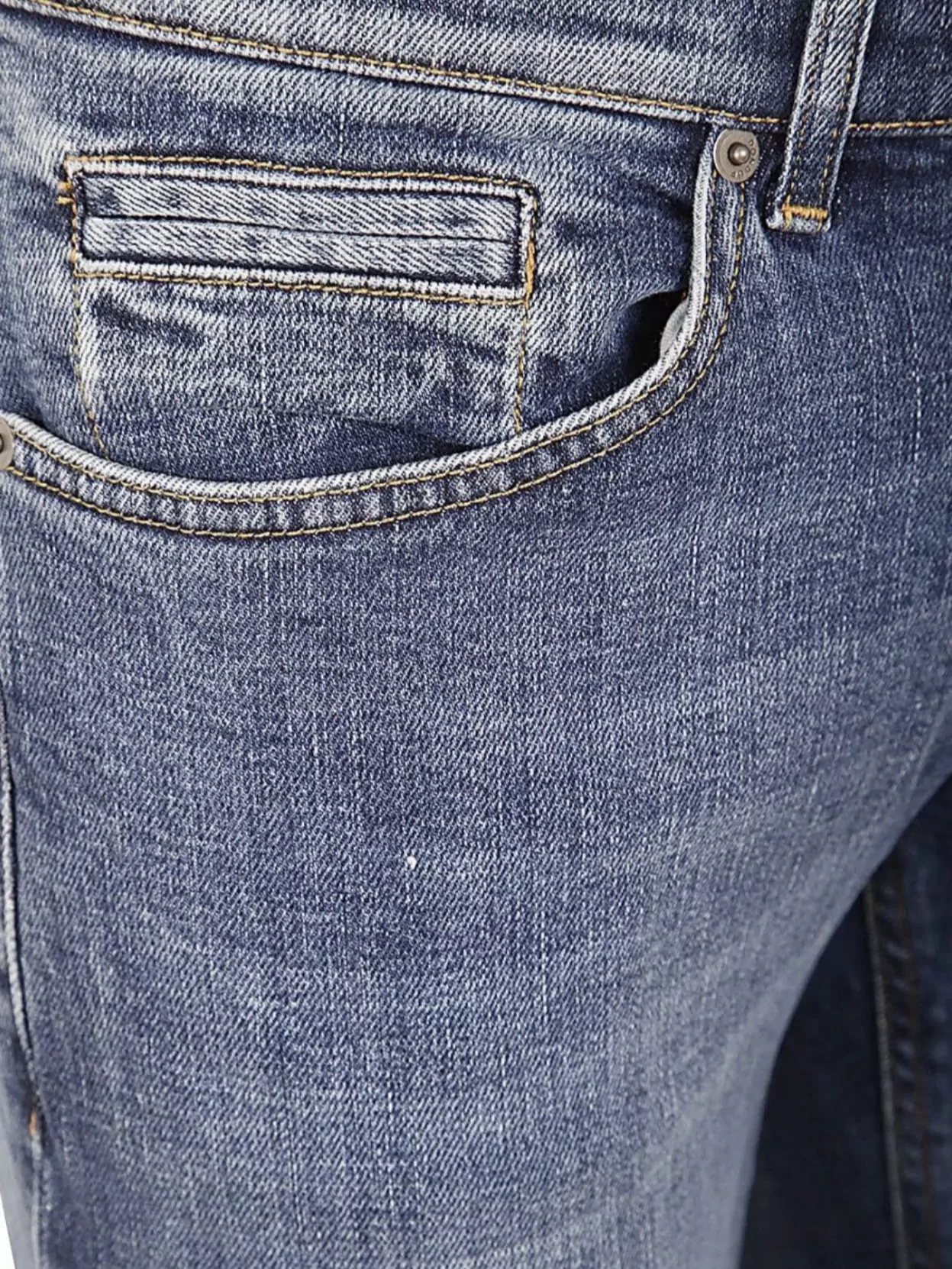 Dondup Organic Stretch Denim Trousers With Rolled Cuffs In Blue