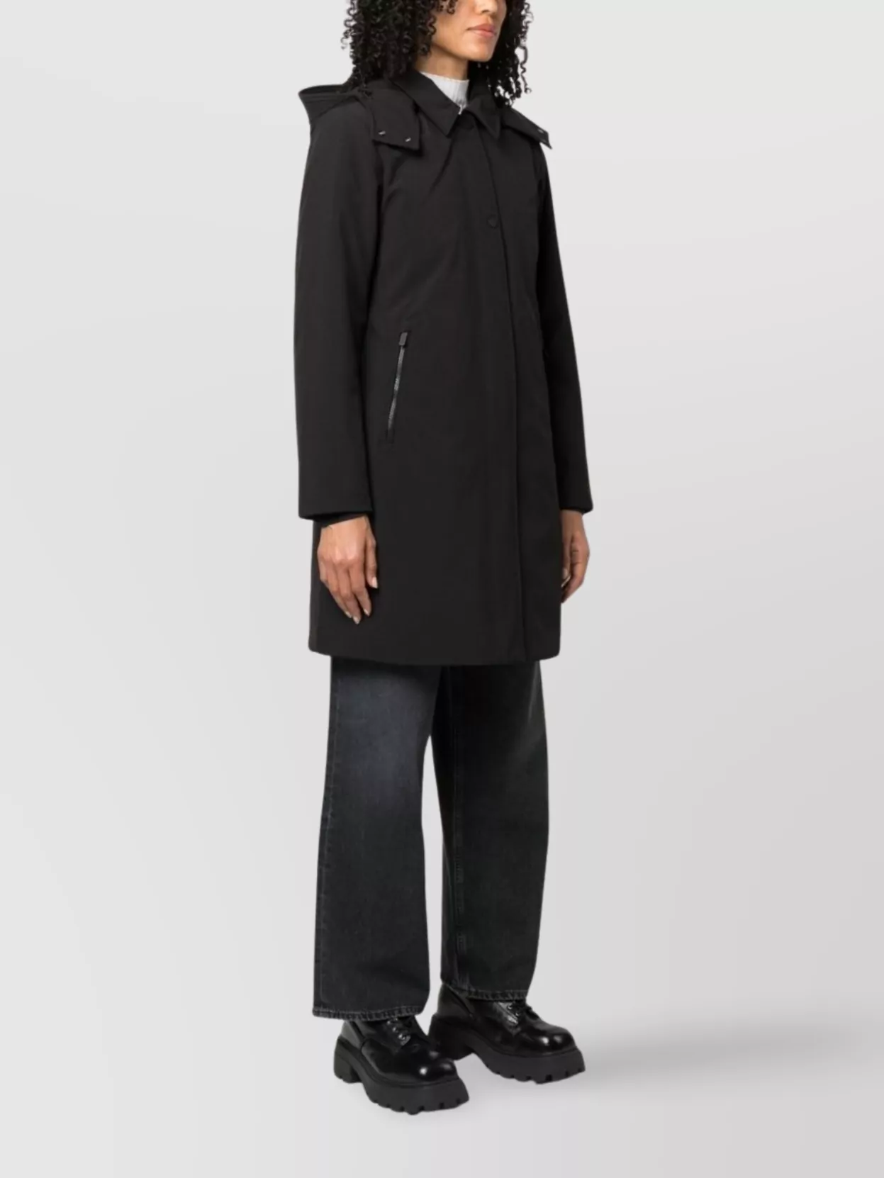Woolrich Hooded Trench Coat With Long Sleeves And Pockets