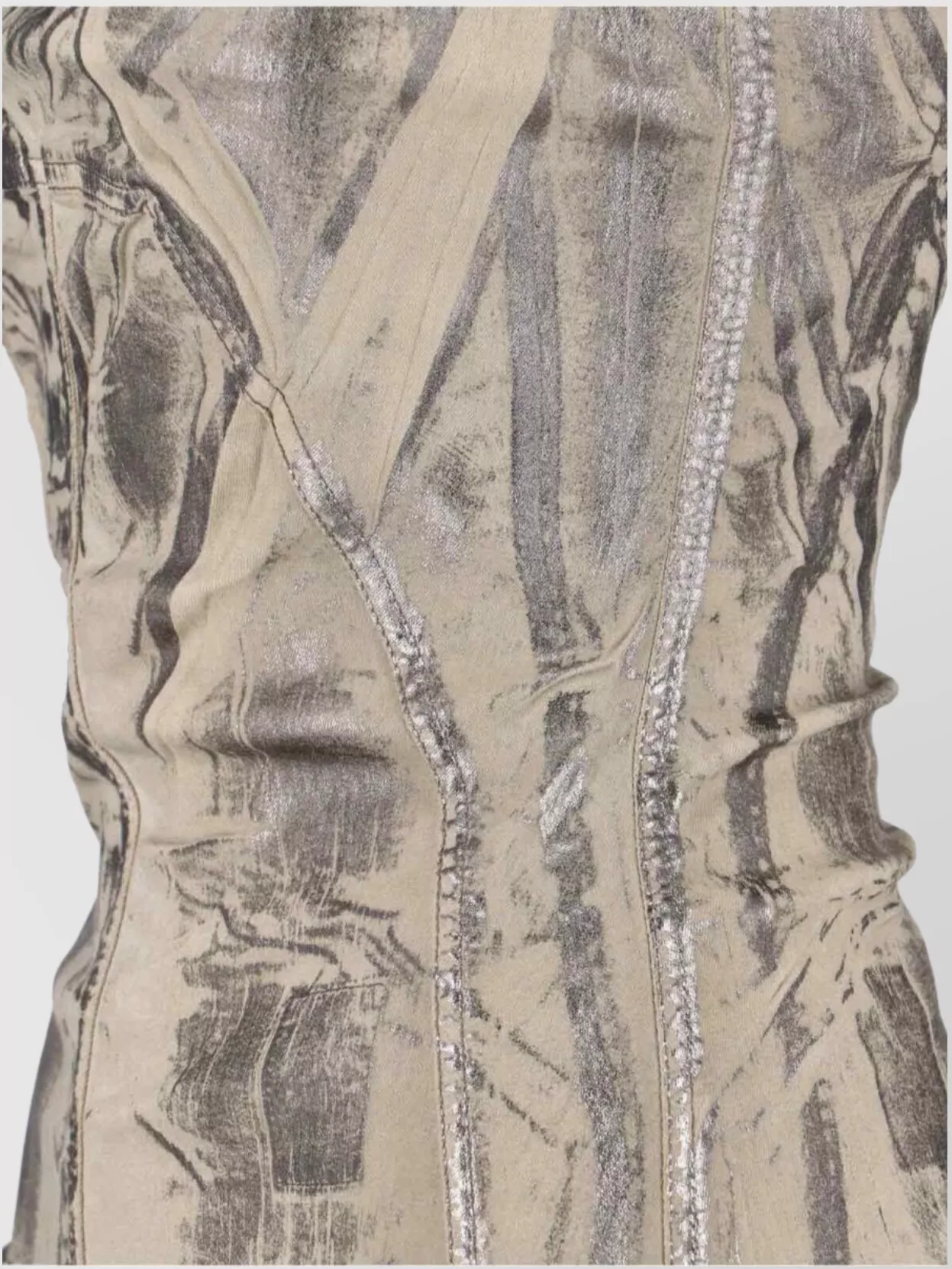Rick Owens Drkshdw Sleeved Top With Strap Detail And Metallic Finish