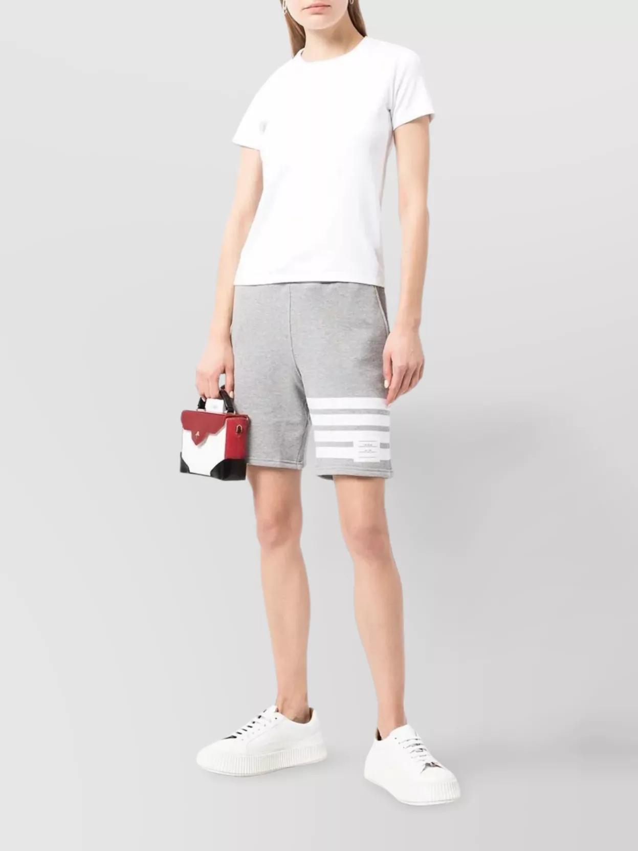 Thom Browne Mid-Thigh Shorts With 4 Bar Stripe