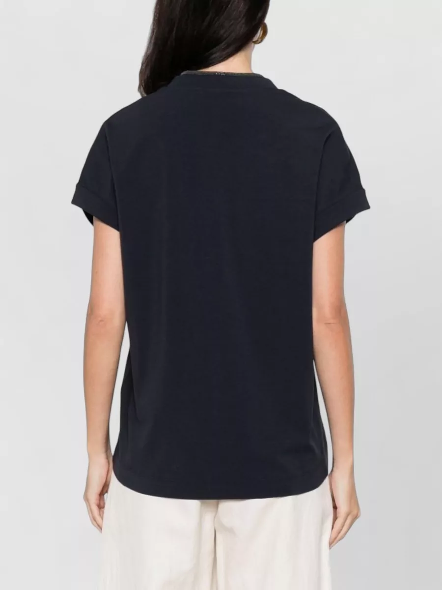 Brunello Cucinelli V-Neck T-Shirt Featuring Rolled Cuffs